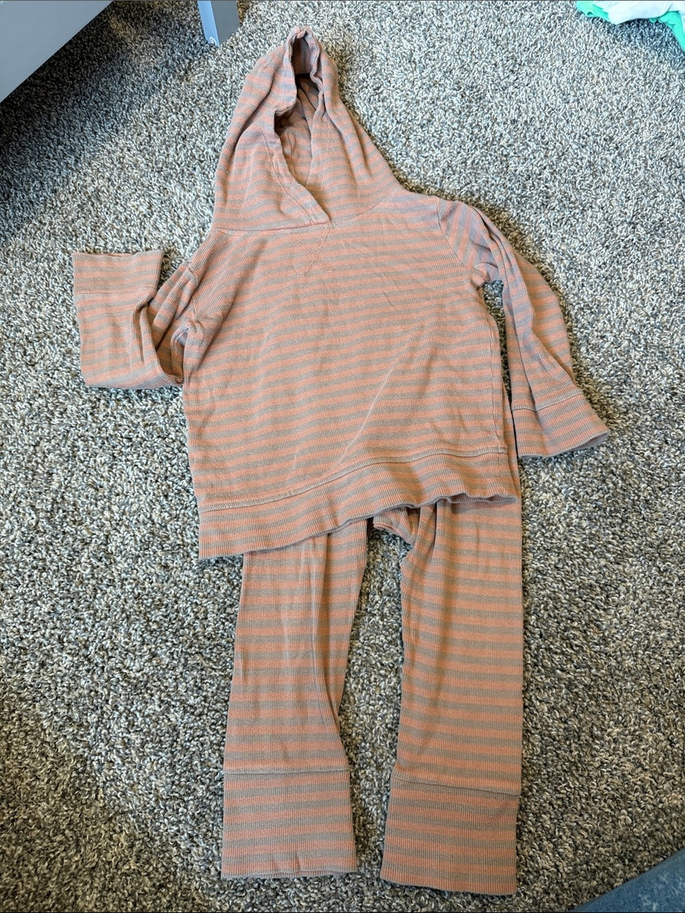 kate quinn burnt orange and brown/gray striped Hooded Set (panda pant)